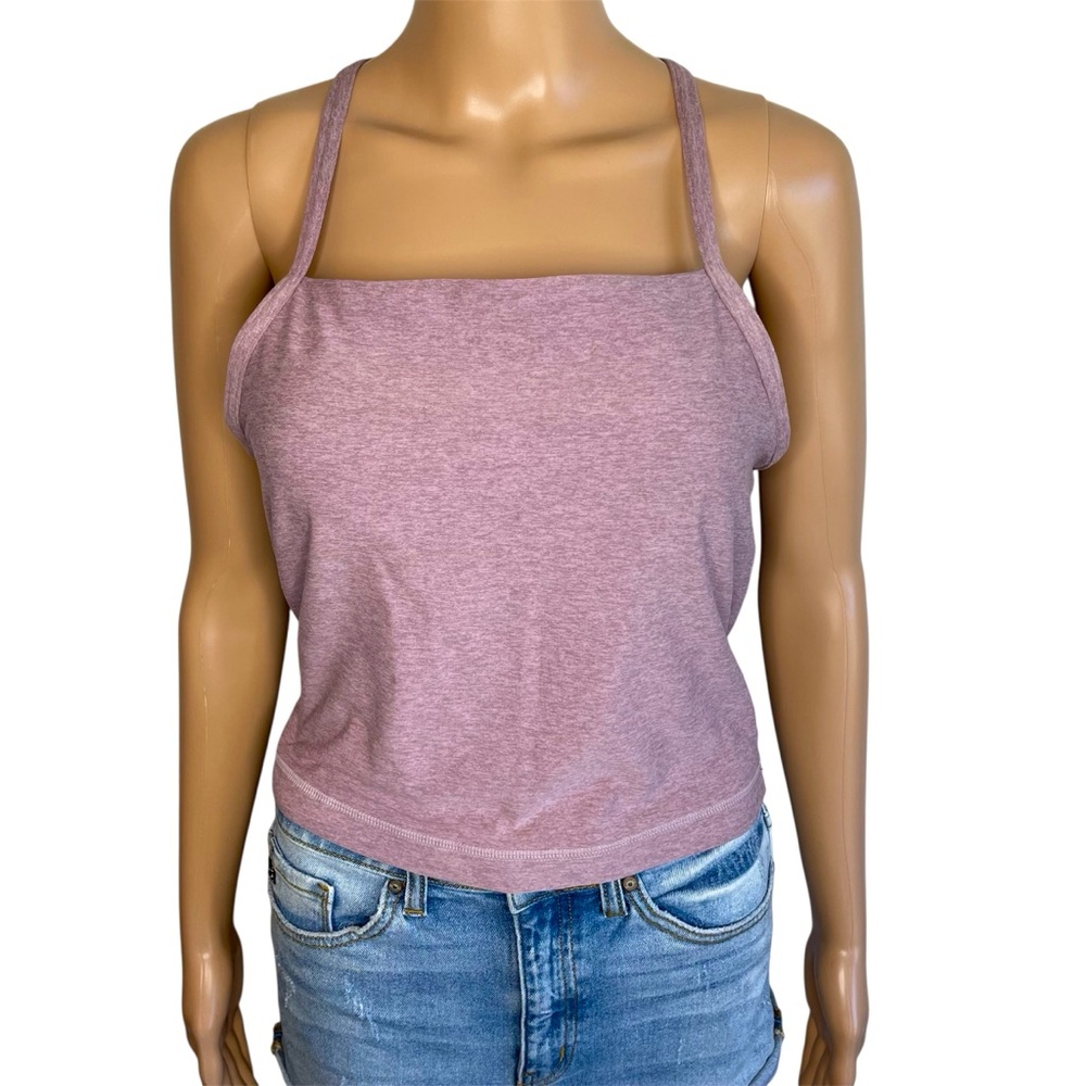 FLX Solid Light Purple Spaghetti Strap Cropped Athletic Racerback Tank Top